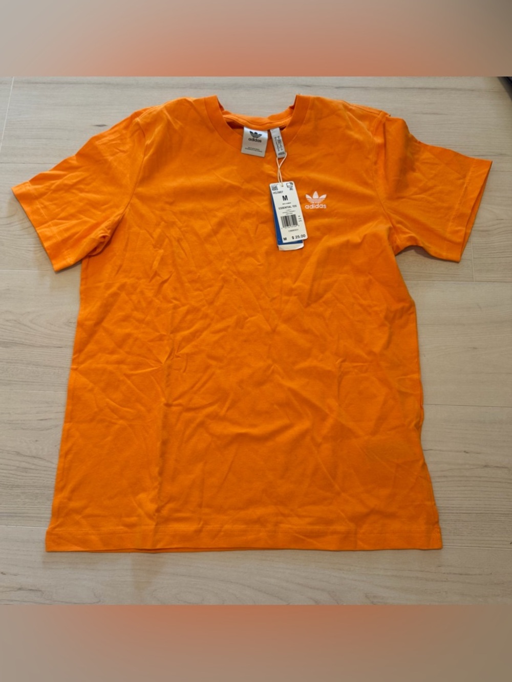 Adidas Men's Bright Orange Short Sleeve Tee Medium